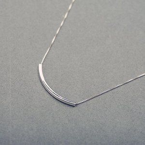 NEW 925 Sterling Silver Simple Bar Necklace